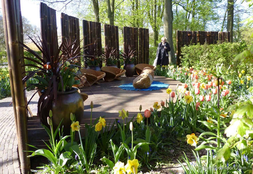 Donkere Bamboeschermen in Keukenhof