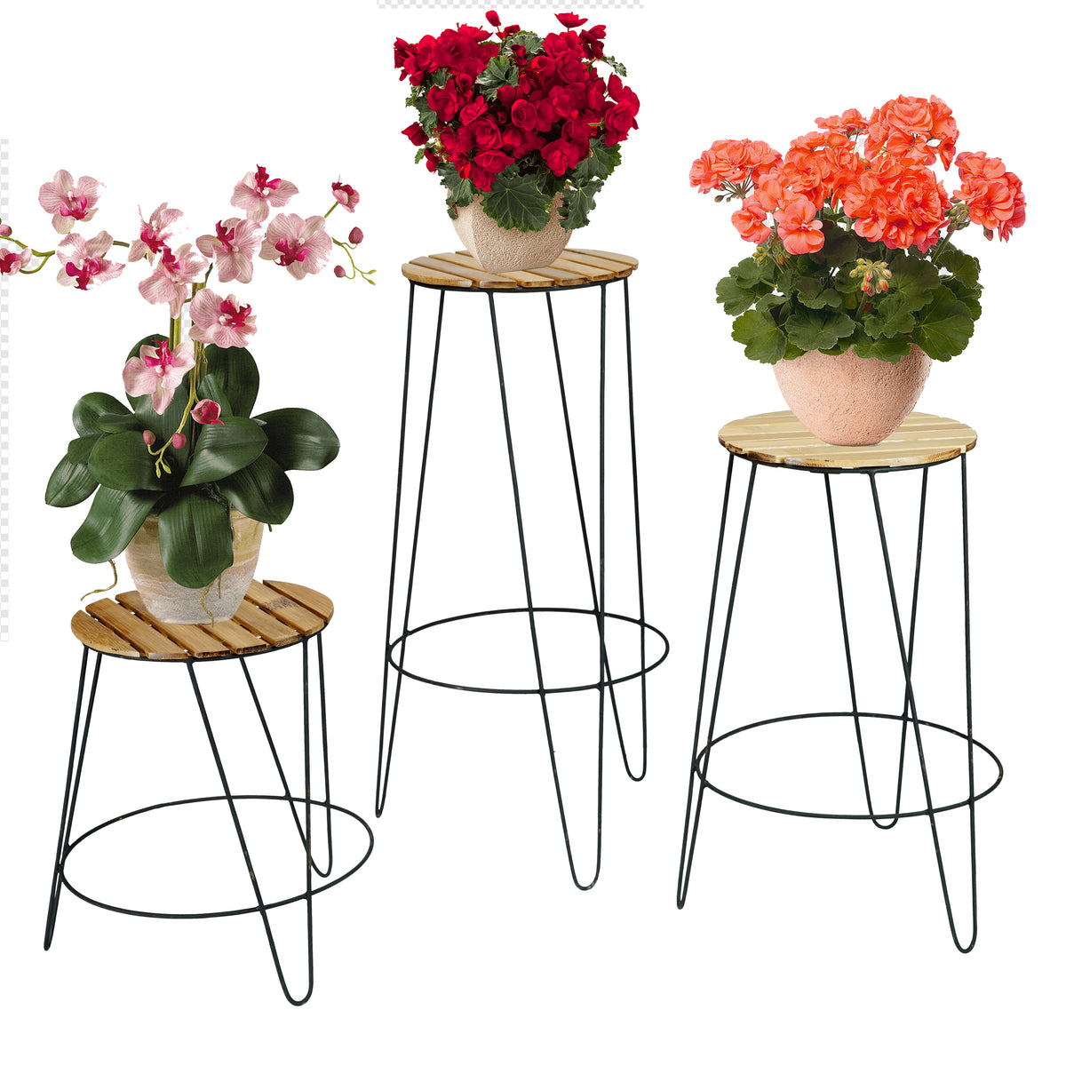 Bamboe Plantenstandaard Set - Caramel - Tali - 35 x 50 x 65