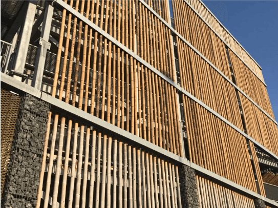 Bamboe Gevelbekleding parkeergarage in Den Haag