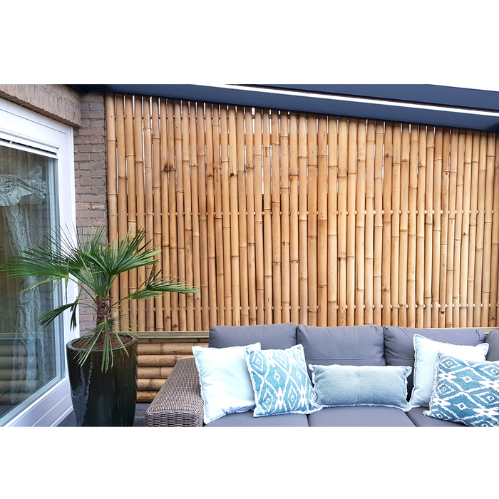 Our Bamboo Fence Giant Natural is made from 69 cm thick bamboo canes